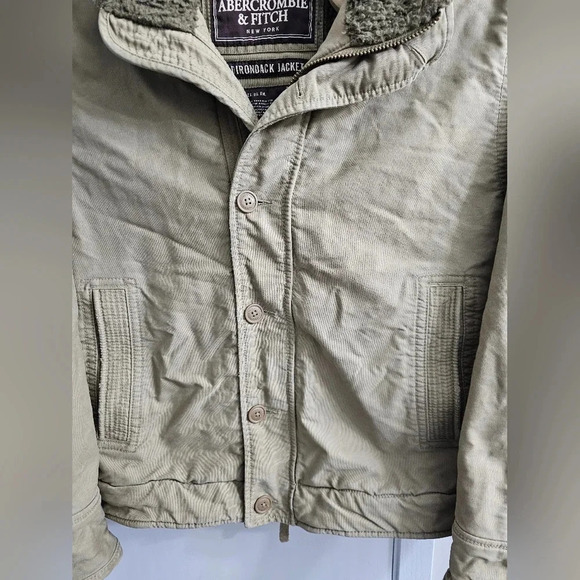 Vintage Abercrombie & Fitch Adirondack Jacket Men XL Fur Lined‎ Beige Heavy Coat - Picture 2 of 11